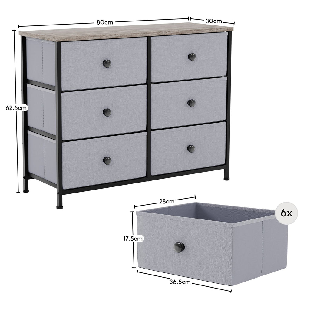 Modern Fabric Chest of Drawers Storage 'UKFR' Beige & Grey Bedroom Furniture