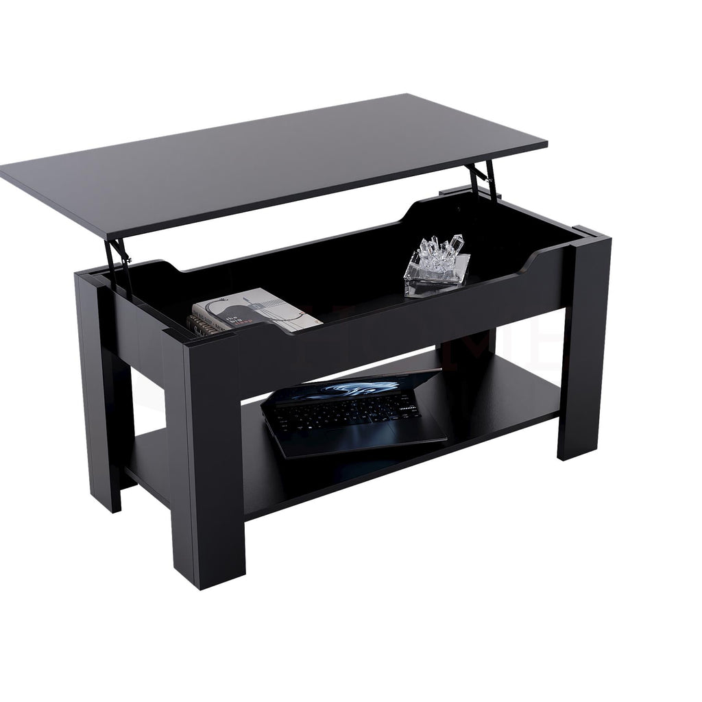 Wooden Coffee Table Lift Up Storage Top With Shelf Living Room Furniture