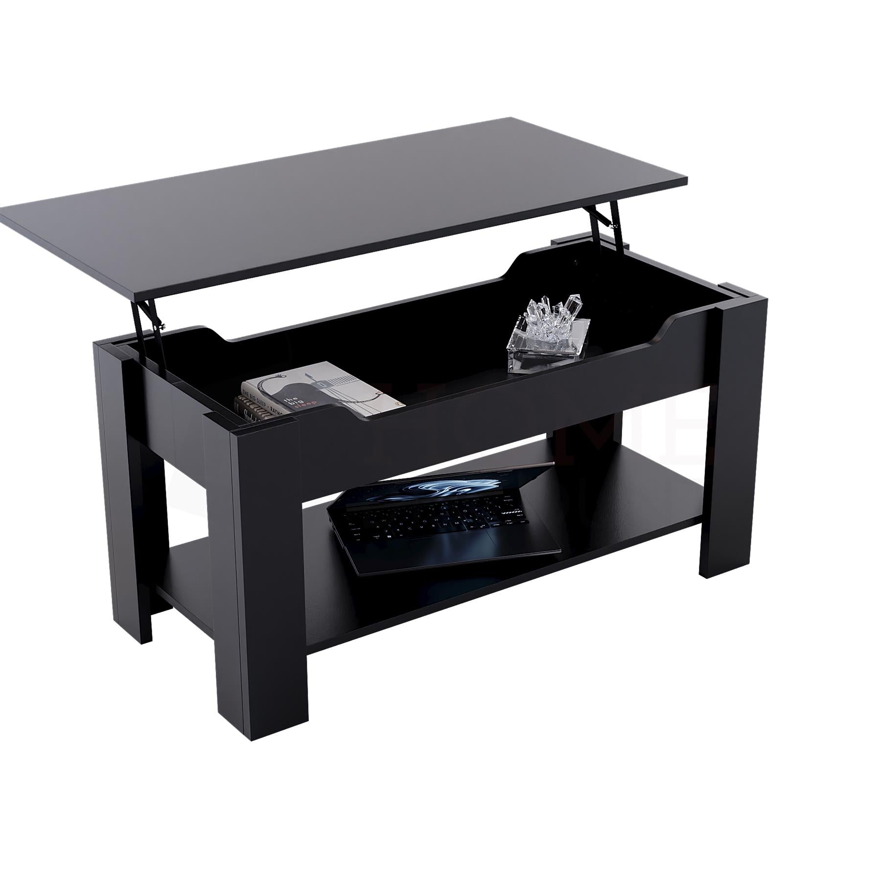 Wooden Coffee Table Lift Up Storage Top With Shelf Living Room Furniture