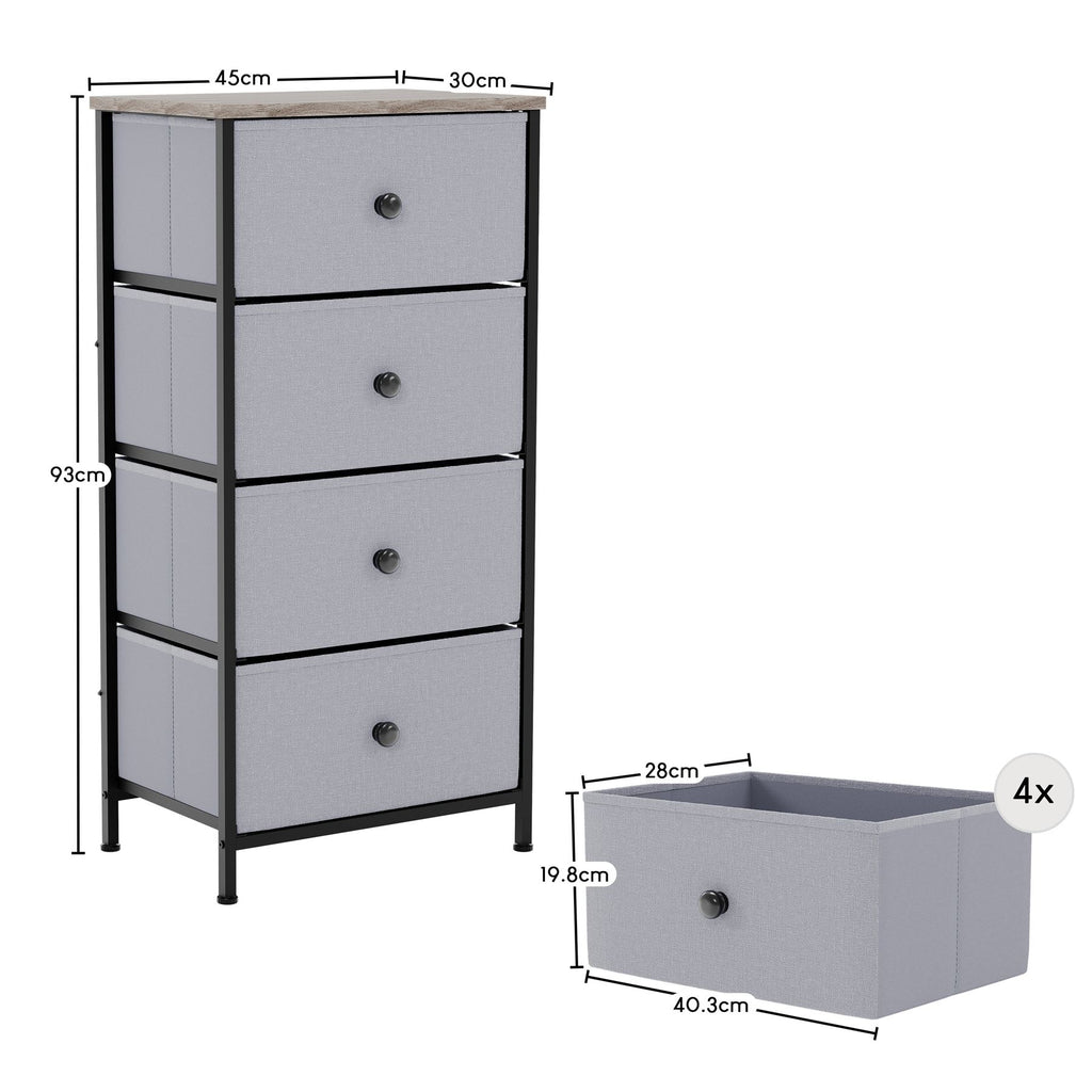 Modern Fabric Chest of Drawers Storage 'UKFR' Beige & Grey Bedroom Furniture