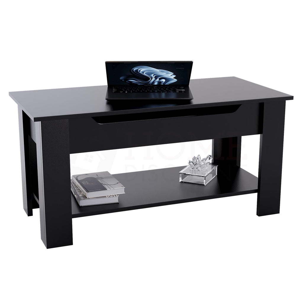 Wooden Coffee Table Lift Up Storage Top With Shelf Living Room Furniture