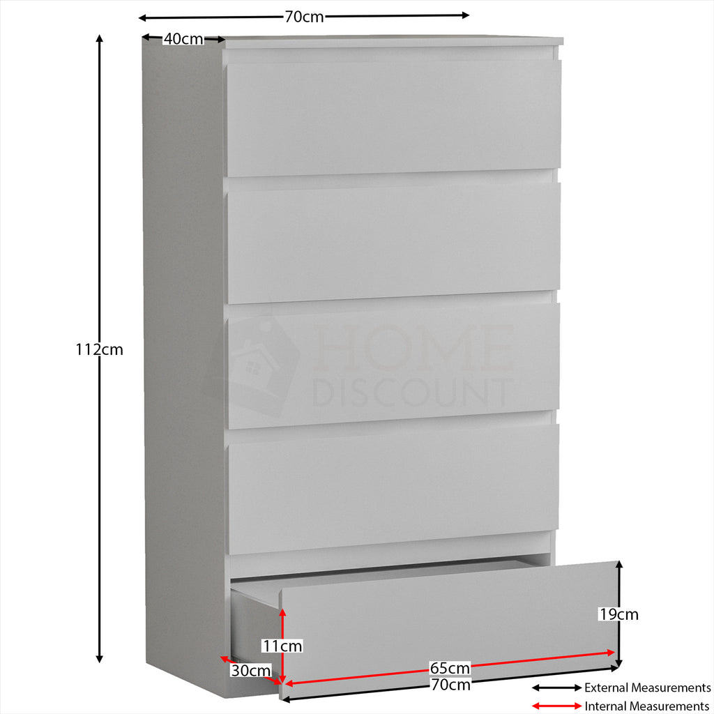 Modern White Chest of Drawers Bedroom Furniture Storage Bedside 2 to 8 Drawers