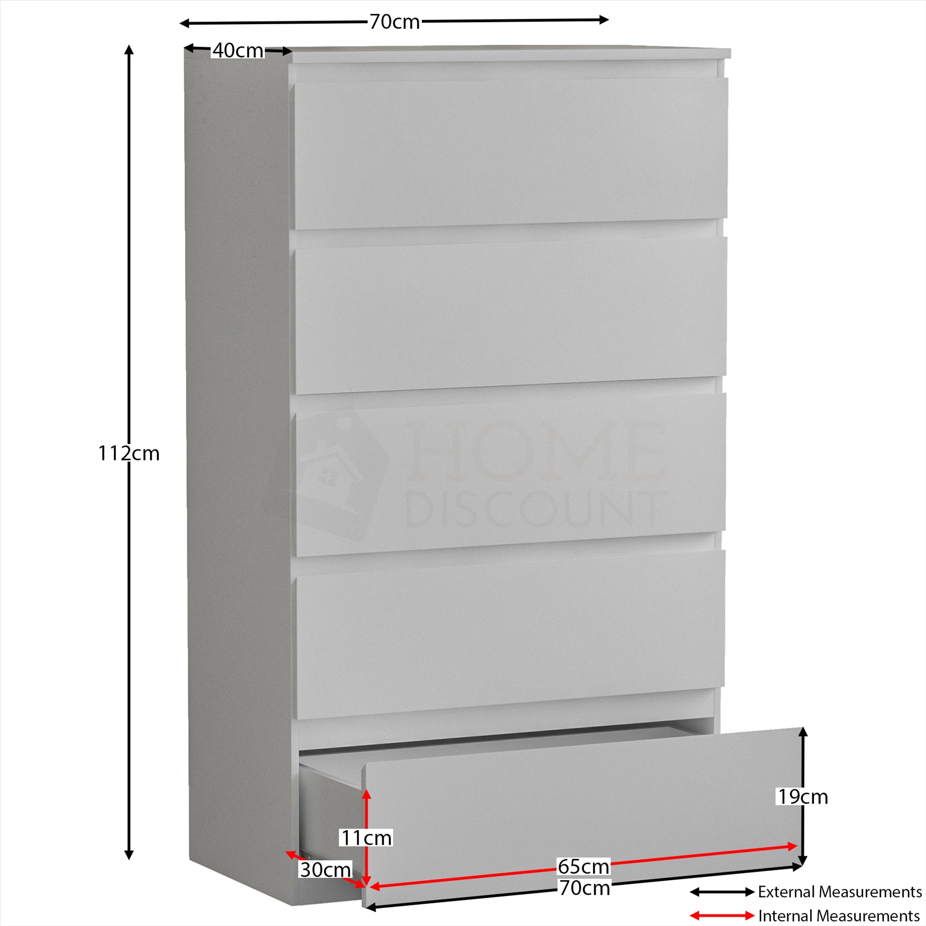 Modern White Chest of Drawers Bedroom Furniture Storage Bedside 2 to 8 Drawers