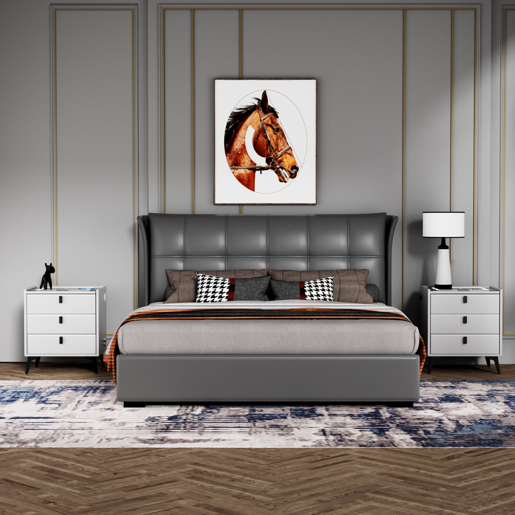 Smart Bedside Table with Light Phone Charging Modern Bedroom Furniture Drawers