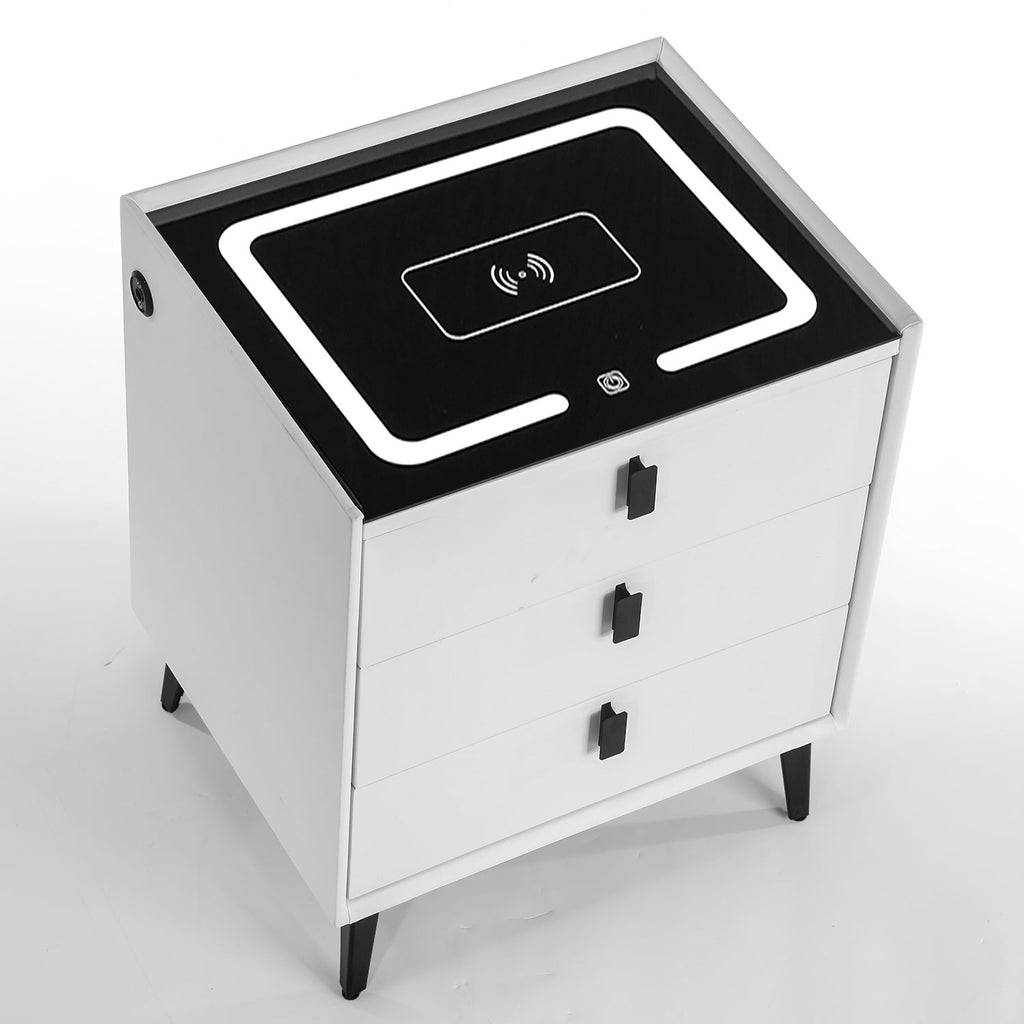 Smart Bedside Table with Light Phone Charging Modern Bedroom Furniture Drawers