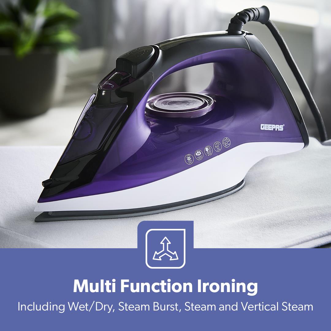 Steam Iron Dry & Wet Ceramic Non-Stick Gliding Soleplate Vertical Steam 2400W
