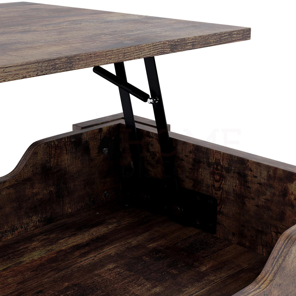 Wooden Coffee Table Lift Up Storage Top With Shelf Living Room Furniture
