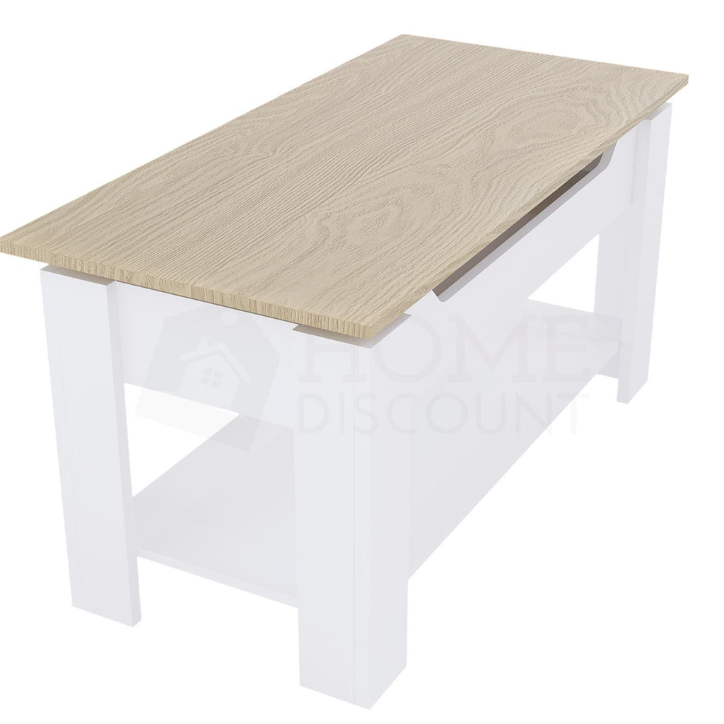 Wooden Coffee Table Lift Up Storage Top With Shelf Living Room Furniture