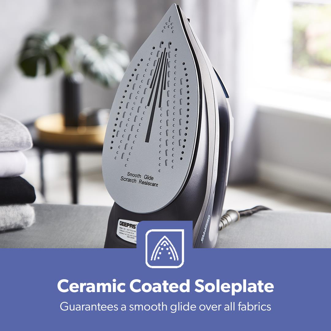 Steam Iron Dry & Wet Ceramic Non-Stick Gliding Soleplate Vertical Steam 2400W