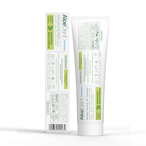 Aloe Dent Sensitive Aloe Vera Toothpaste Fluoride Free, Natural Action, Vegan, Cruelty Free , Soothing, Healthy Gums , 100 ml, packaging may vary