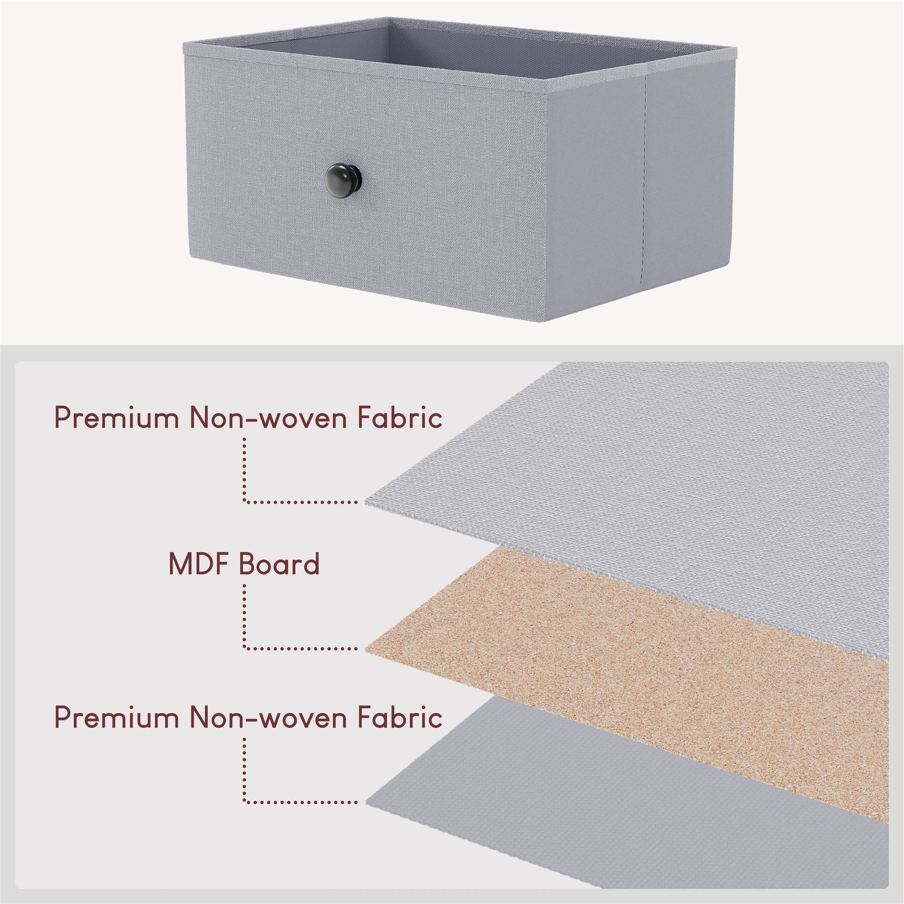 Modern Fabric Chest of Drawers Storage 'UKFR' Beige & Grey Bedroom Furniture