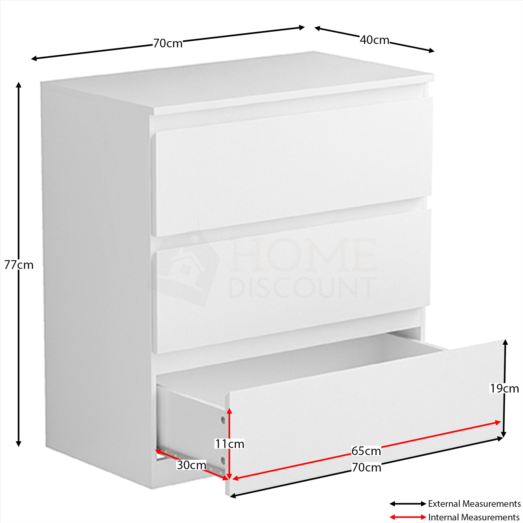 Modern White Chest of Drawers Bedroom Furniture Storage Bedside 2 to 8 Drawers