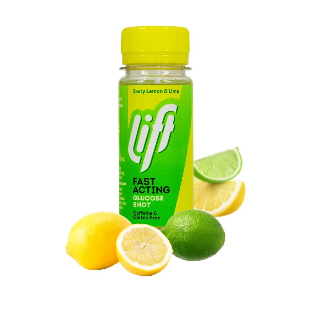 Lift Fast-Acting Glucose Energy Juice Shots, Lemon & Lime, 12 Pack of 60 ml Bottles