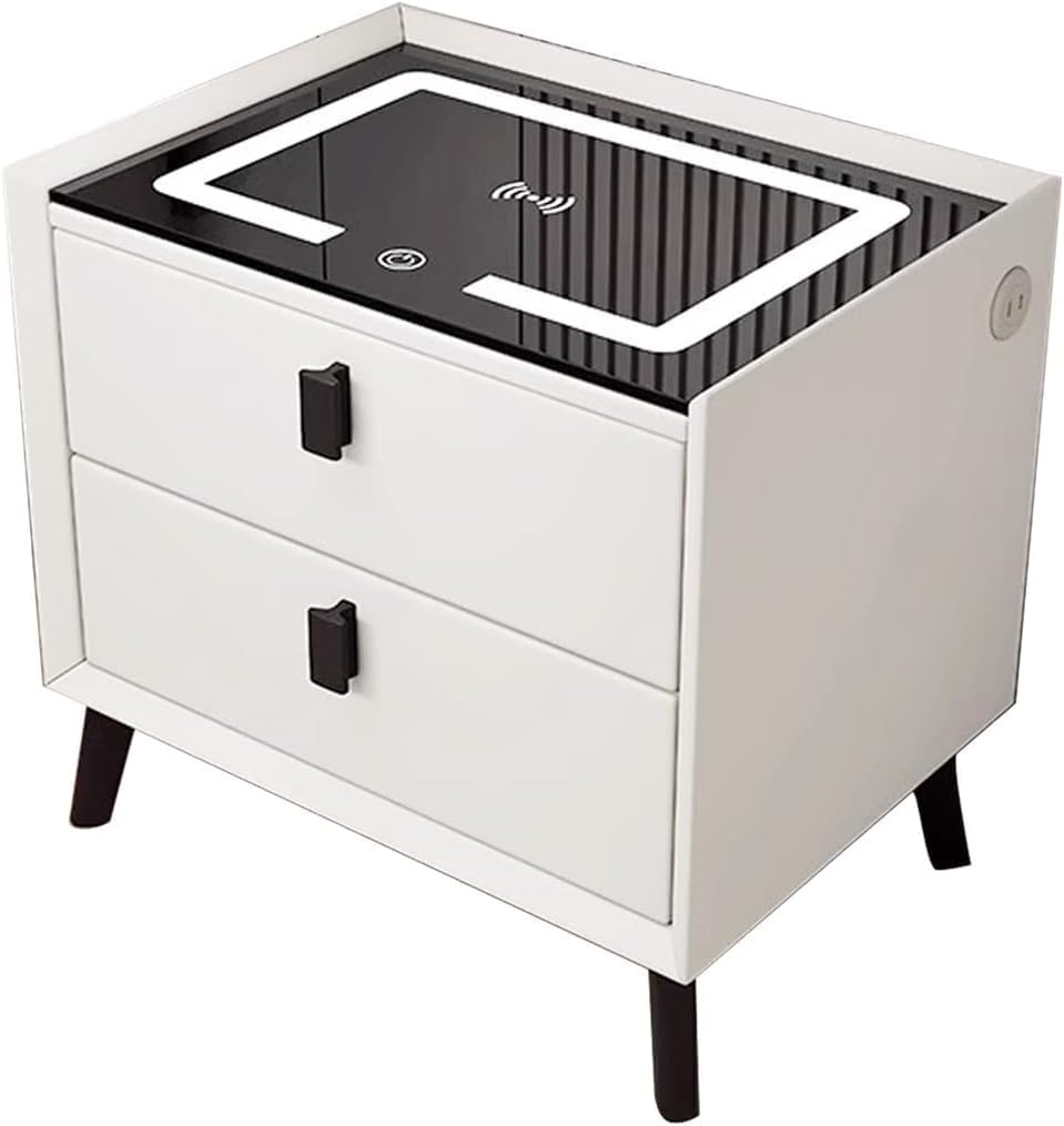 Smart Bedside Table with Light Phone Charging Modern Bedroom Furniture Drawers