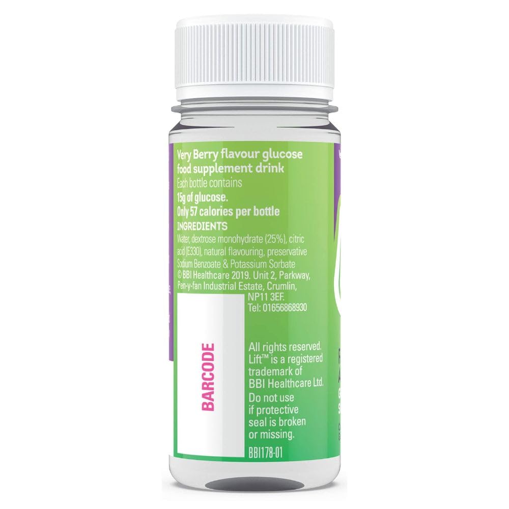 Lift Fast-Acting Glucose Energy Juice Shots, Very Berry, 12 Pack of 60 ml Bottles