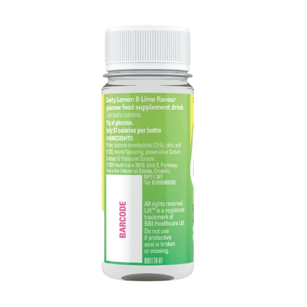 Lift Fast-Acting Glucose Energy Juice Shots, Lemon & Lime, 12 Pack of 60 ml Bottles