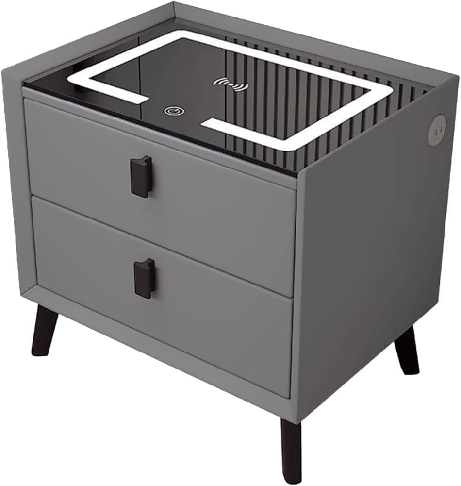 Smart Bedside Table with Light Phone Charging Modern Bedroom Furniture Drawers