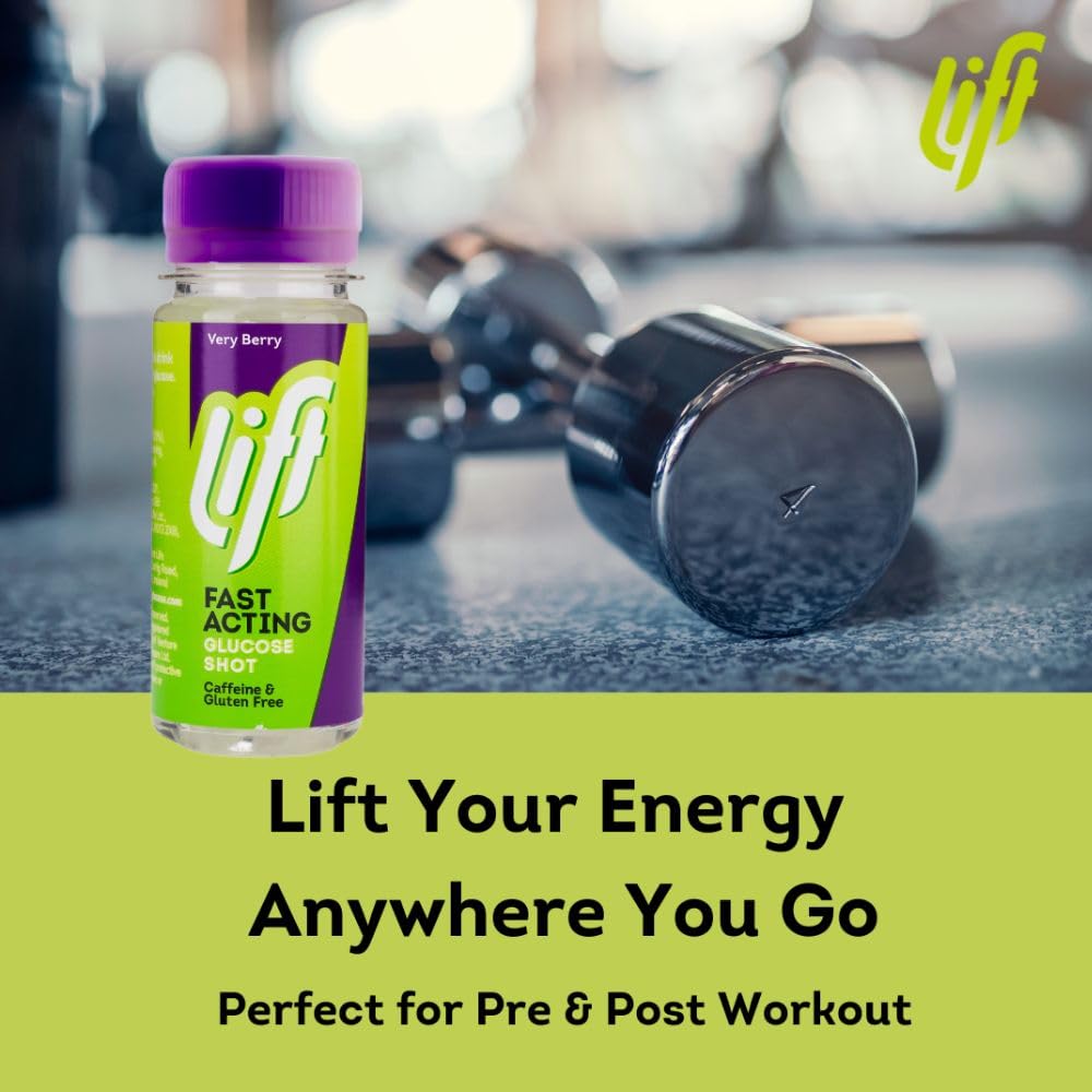 Lift Fast-Acting Glucose Energy Juice Shots, Very Berry, 12 Pack of 60 ml Bottles