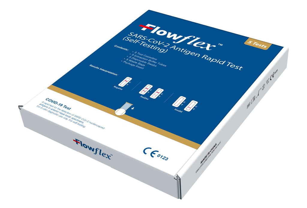 Flowflex One Step Lateral Flow Test Kit | 5 tests | One Step Test for Sars-CoV-2 Antigen |Covid-19 Self Testing Rapid Test | Not For Travel |