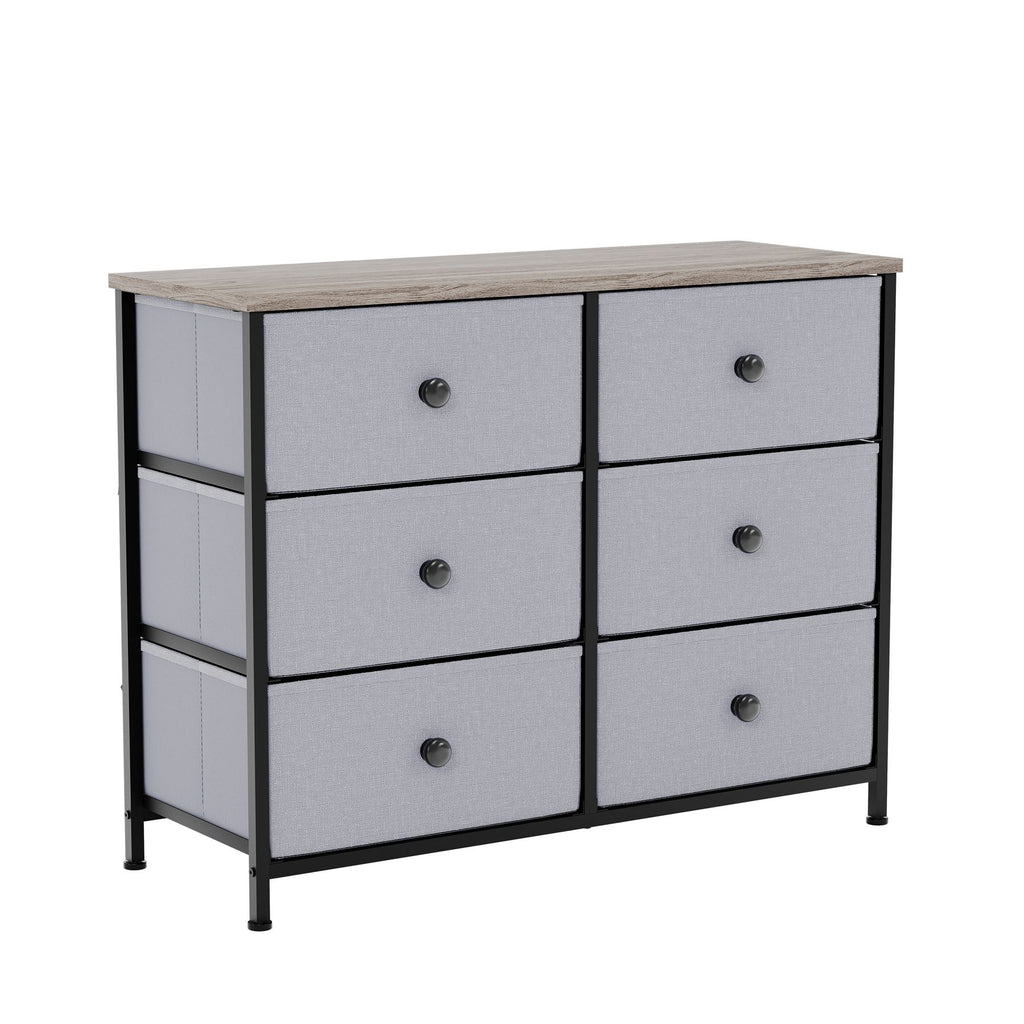 Modern Fabric Chest of Drawers Storage 'UKFR' Beige & Grey Bedroom Furniture