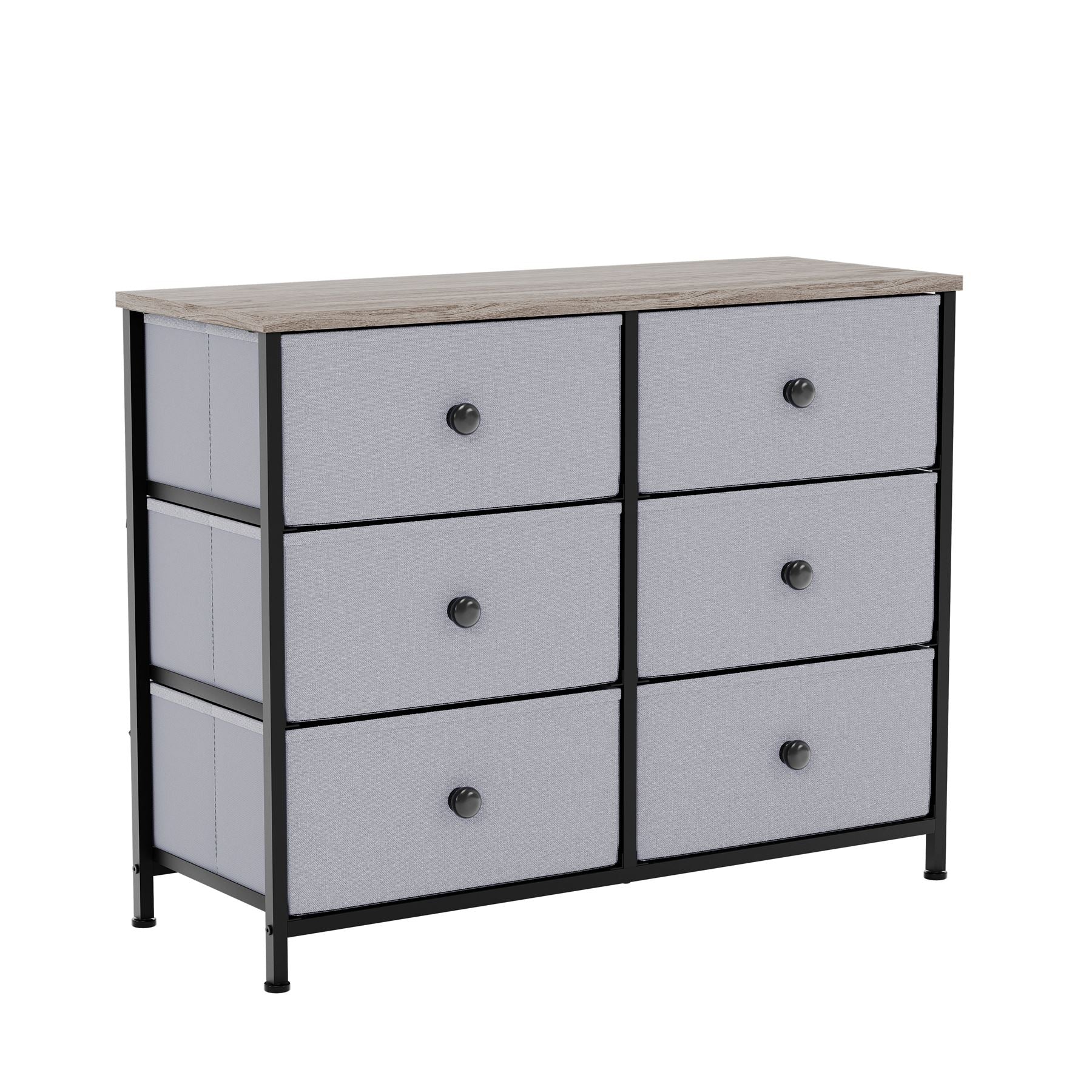 Modern Fabric Chest of Drawers Storage 'UKFR' Beige & Grey Bedroom Furniture