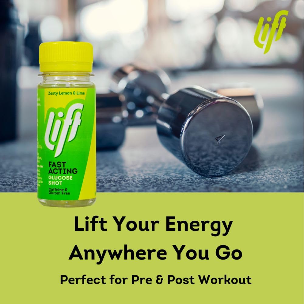 Lift Fast-Acting Glucose Energy Juice Shots, Lemon & Lime, 12 Pack of 60 ml Bottles