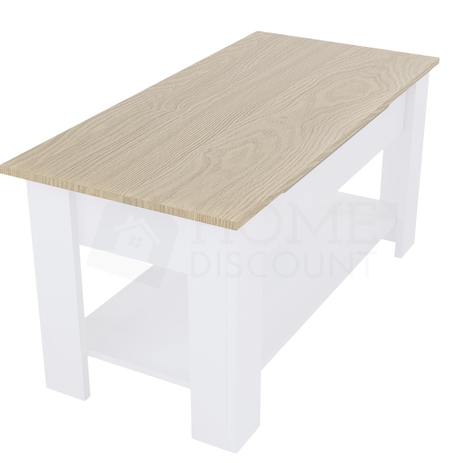 Wooden Coffee Table Lift Up Storage Top With Shelf Living Room Furniture