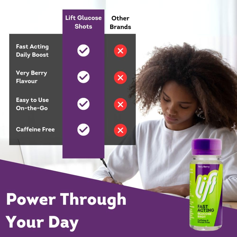 Lift Fast-Acting Glucose Energy Juice Shots, Very Berry, 12 Pack of 60 ml Bottles