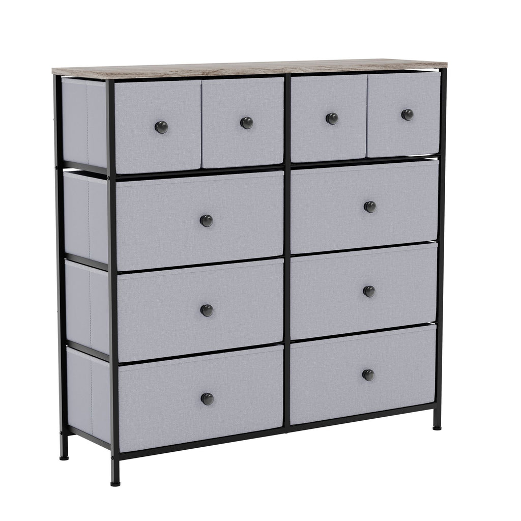 Modern Fabric Chest of Drawers Storage 'UKFR' Beige & Grey Bedroom Furniture