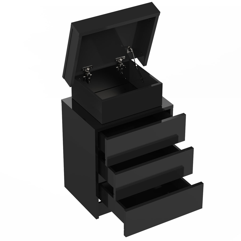 High Gloss 2/3 Drawer Bedside Table Cabinet LED RGB Light Storage Nightstand