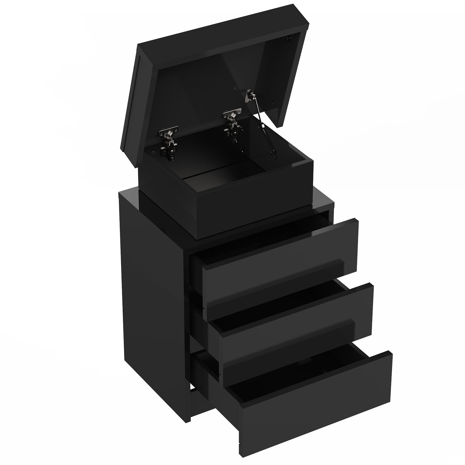 High Gloss 2/3 Drawer Bedside Table Cabinet LED RGB Light Storage Nightstand