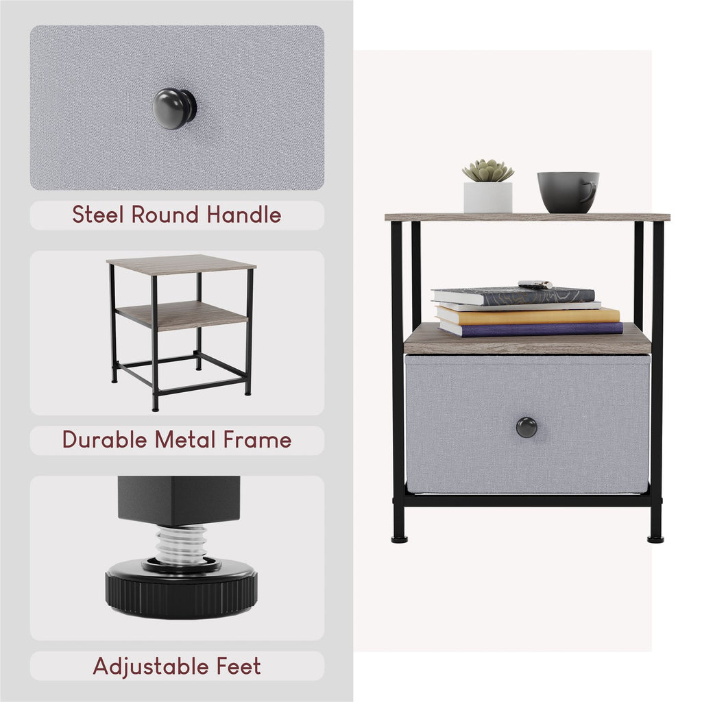 Modern Fabric Chest of Drawers Storage 'UKFR' Beige & Grey Bedroom Furniture