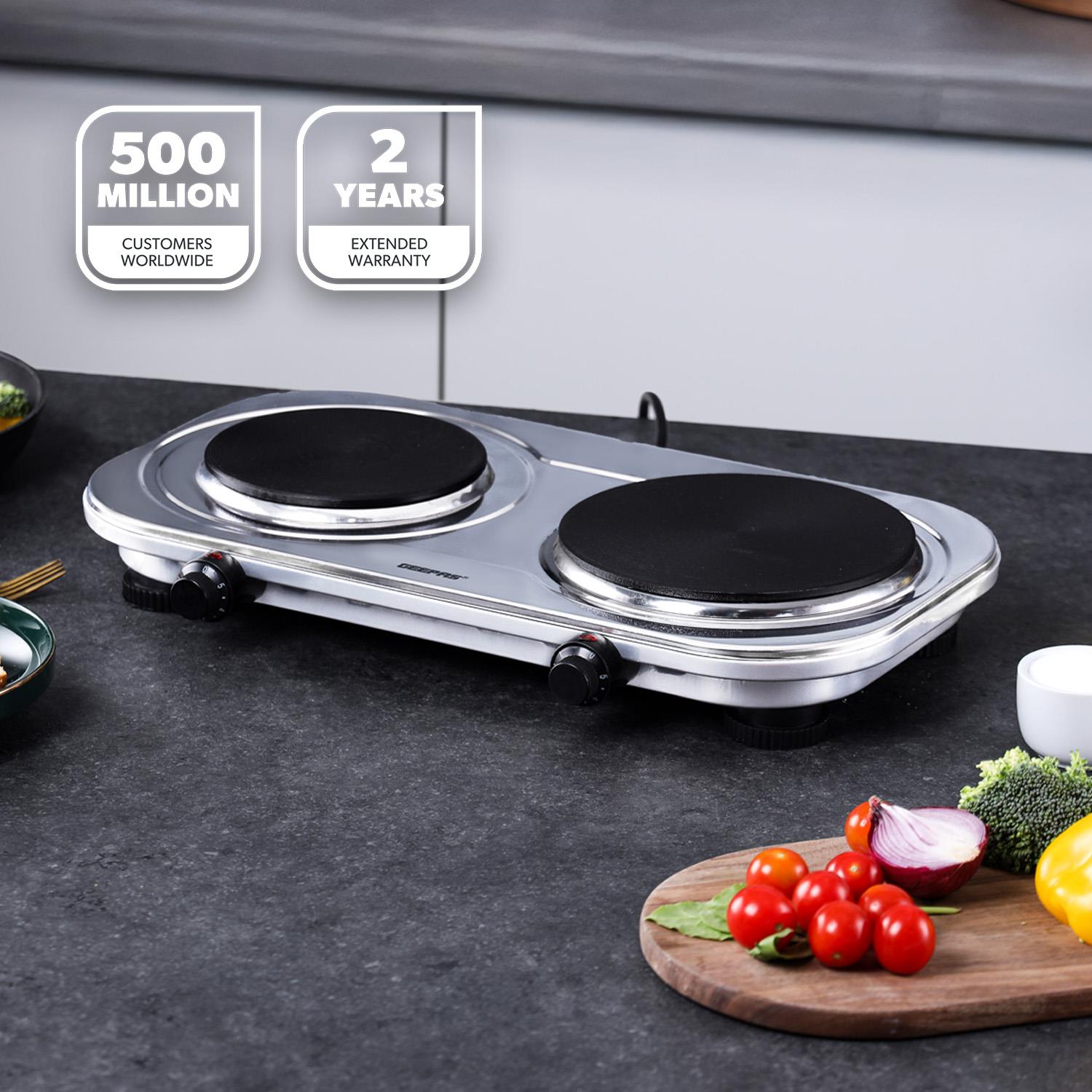 Hot Plate Electric Cooker Double Single Portable Table Top Hob 1500/2500W Geepas
