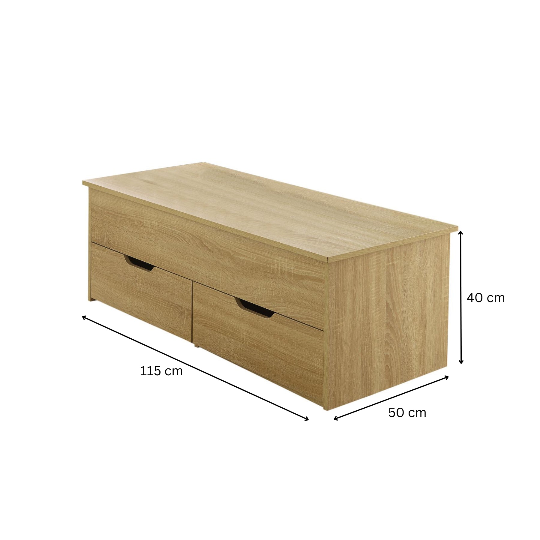 Wooden Coffee Table With Lift Up Top and 2 Large Storage Drawers Bruges