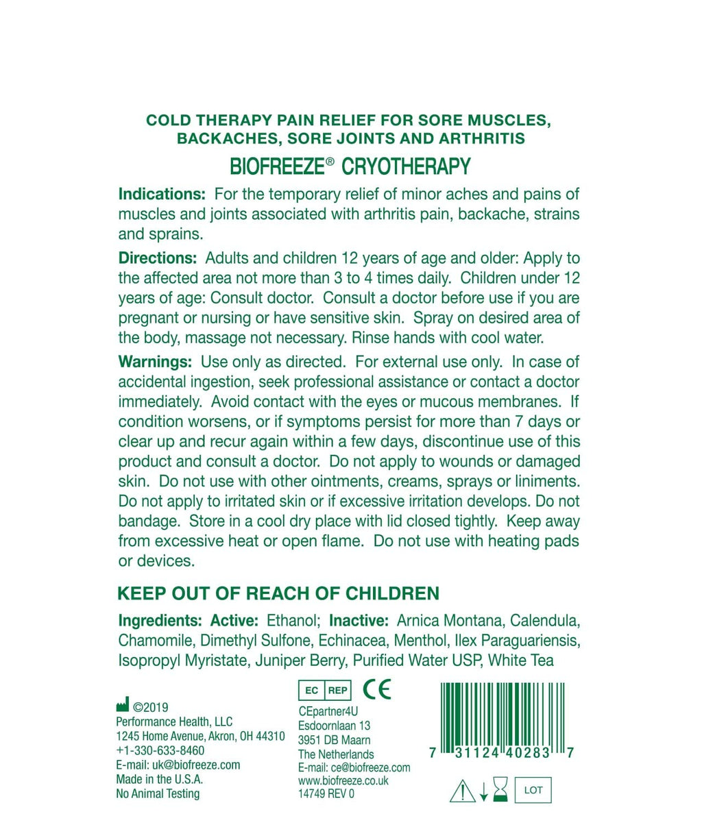 Biofreeze Spray, 118ml X 2, Cooling Spray, Pain Relief Spray, Muscle Pain, Joint Pain Relief, Arthritis, Cold Relief, Powerful, Easy To Use, Freeze Sprays, Pain and Fever