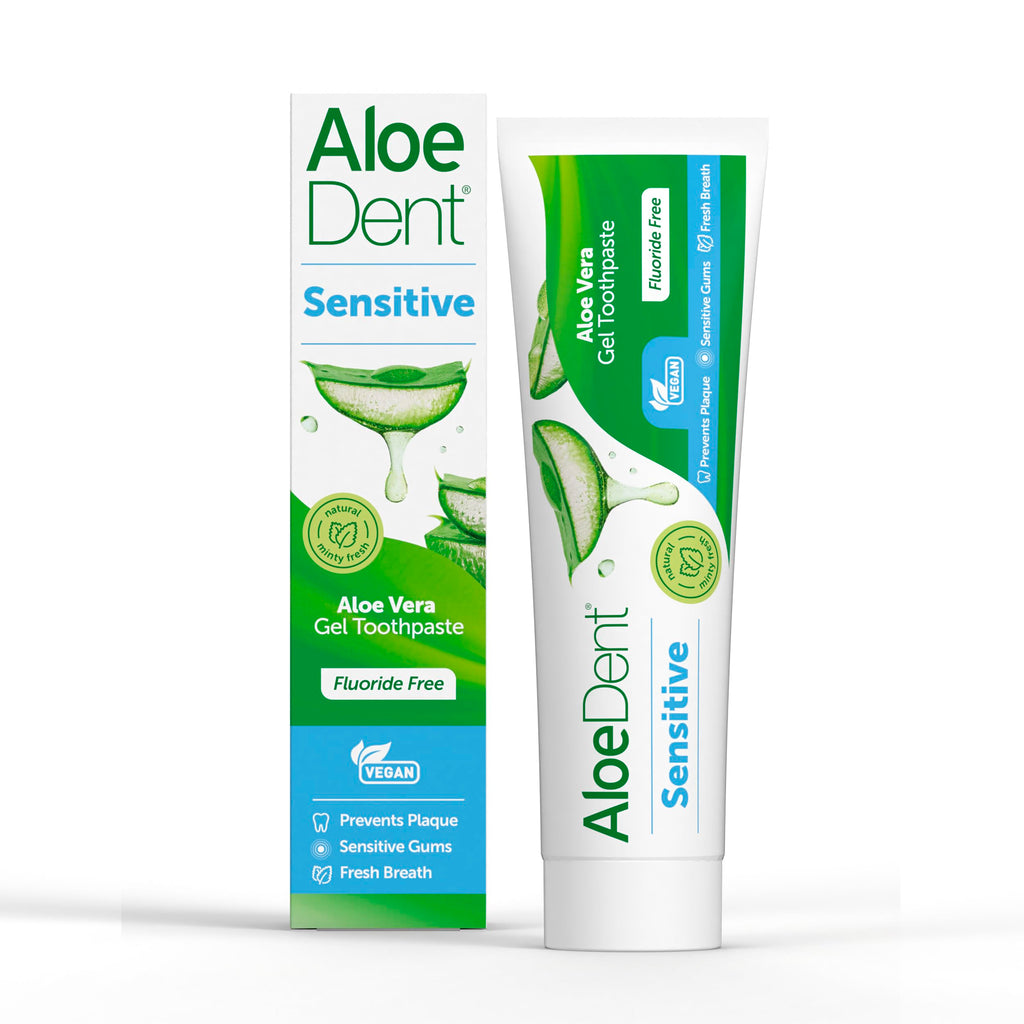 Aloe Dent Sensitive Aloe Vera Toothpaste Fluoride Free, Natural Action, Vegan, Cruelty Free , Soothing, Healthy Gums , 100 ml, packaging may vary
