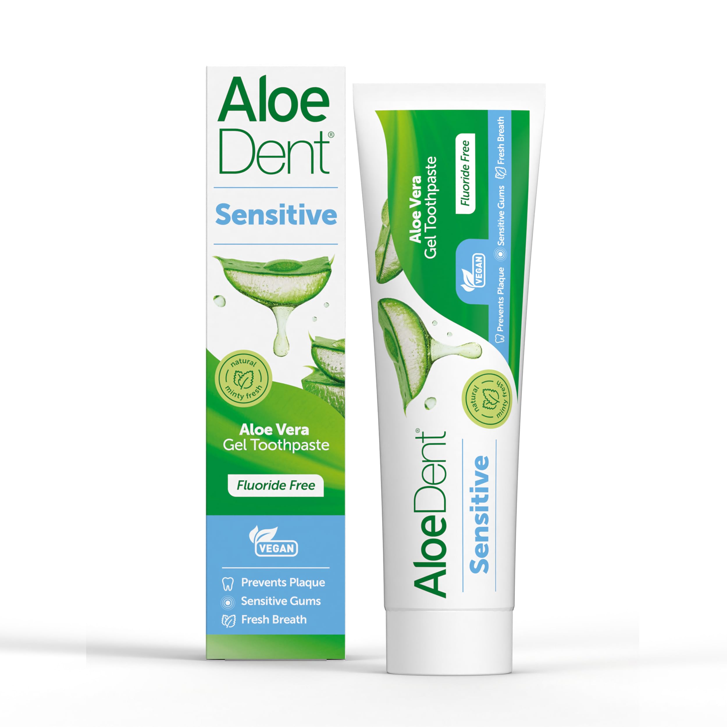 Aloe Dent Sensitive Aloe Vera Toothpaste Fluoride Free, Natural Action, Vegan, Cruelty Free , Soothing, Healthy Gums , 100 ml, packaging may vary