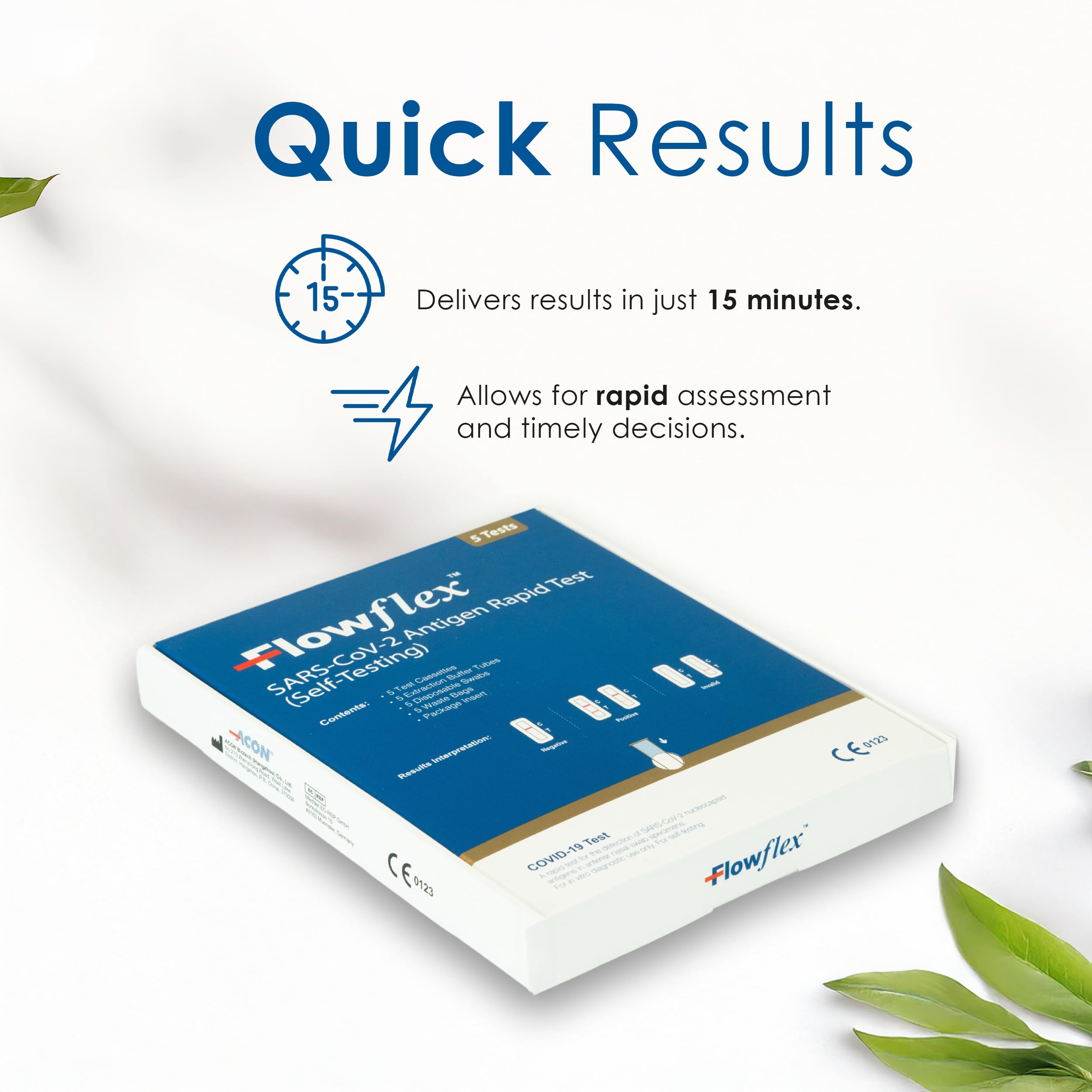 Flowflex One Step Lateral Flow Test Kit | 5 tests | One Step Test for Sars-CoV-2 Antigen |Covid-19 Self Testing Rapid Test | Not For Travel |