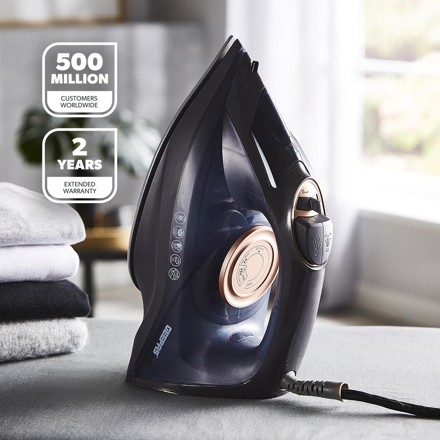 Steam Iron Dry & Wet Ceramic Non-Stick Gliding Soleplate Vertical Steam 2400W