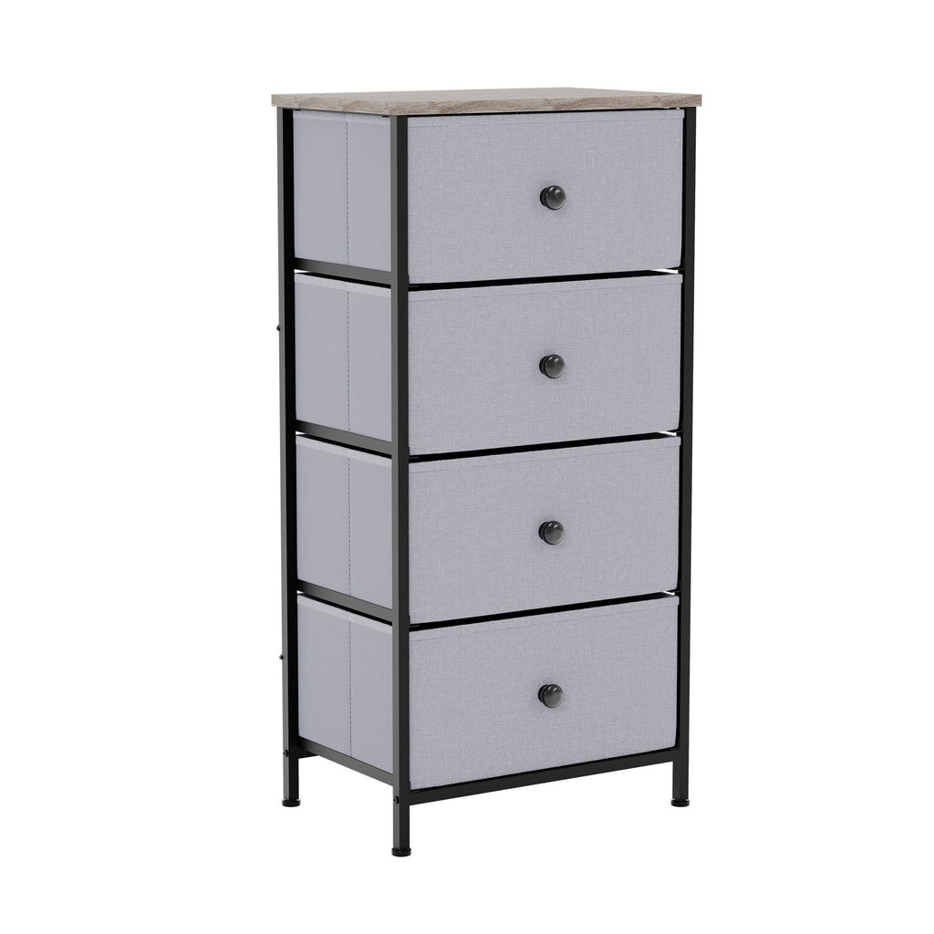 Modern Fabric Chest of Drawers Storage 'UKFR' Beige & Grey Bedroom Furniture