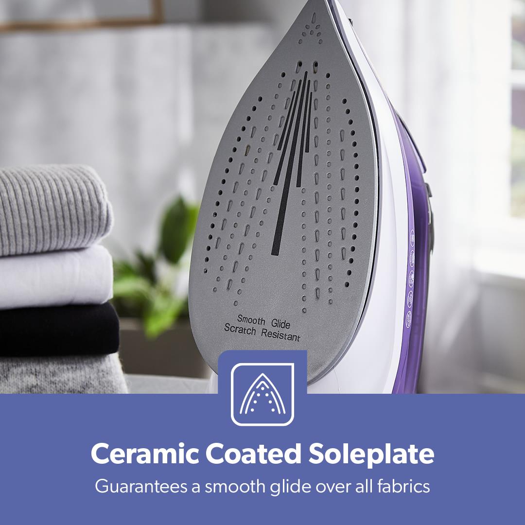 Steam Iron Dry & Wet Ceramic Non-Stick Gliding Soleplate Vertical Steam 2400W