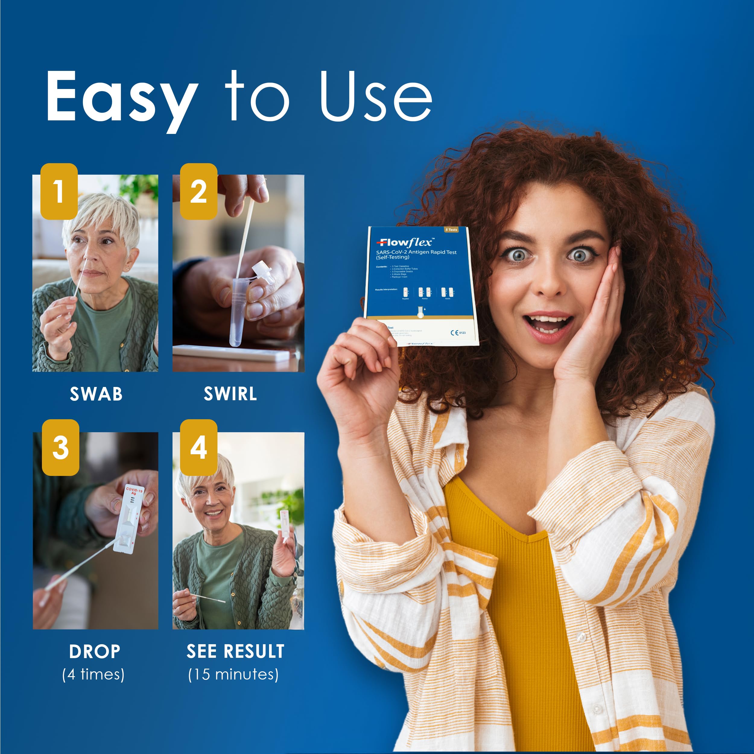 Flowflex One Step Lateral Flow Test Kit | 5 tests | One Step Test for Sars-CoV-2 Antigen |Covid-19 Self Testing Rapid Test | Not For Travel |