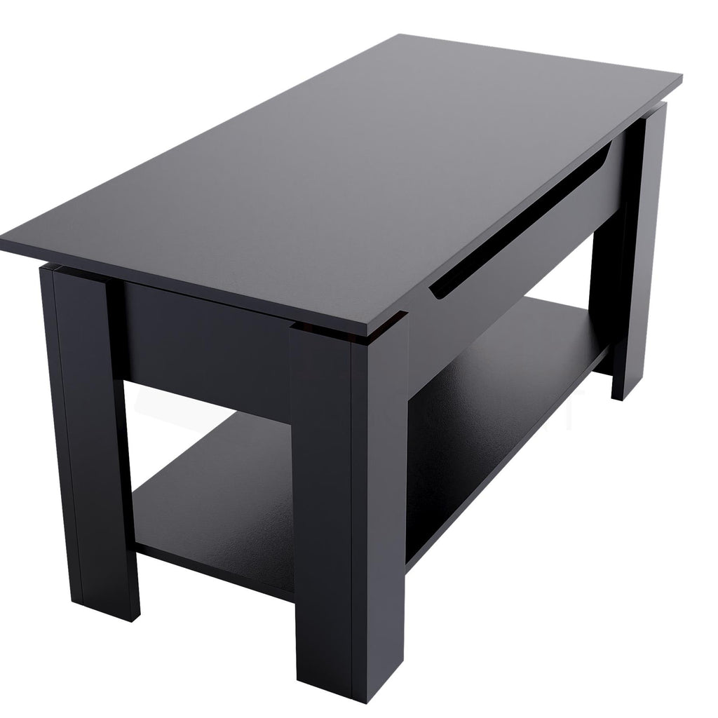 Wooden Coffee Table Lift Up Storage Top With Shelf Living Room Furniture