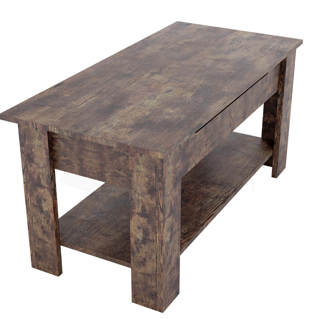 Wooden Coffee Table Lift Up Storage Top With Shelf Living Room Furniture