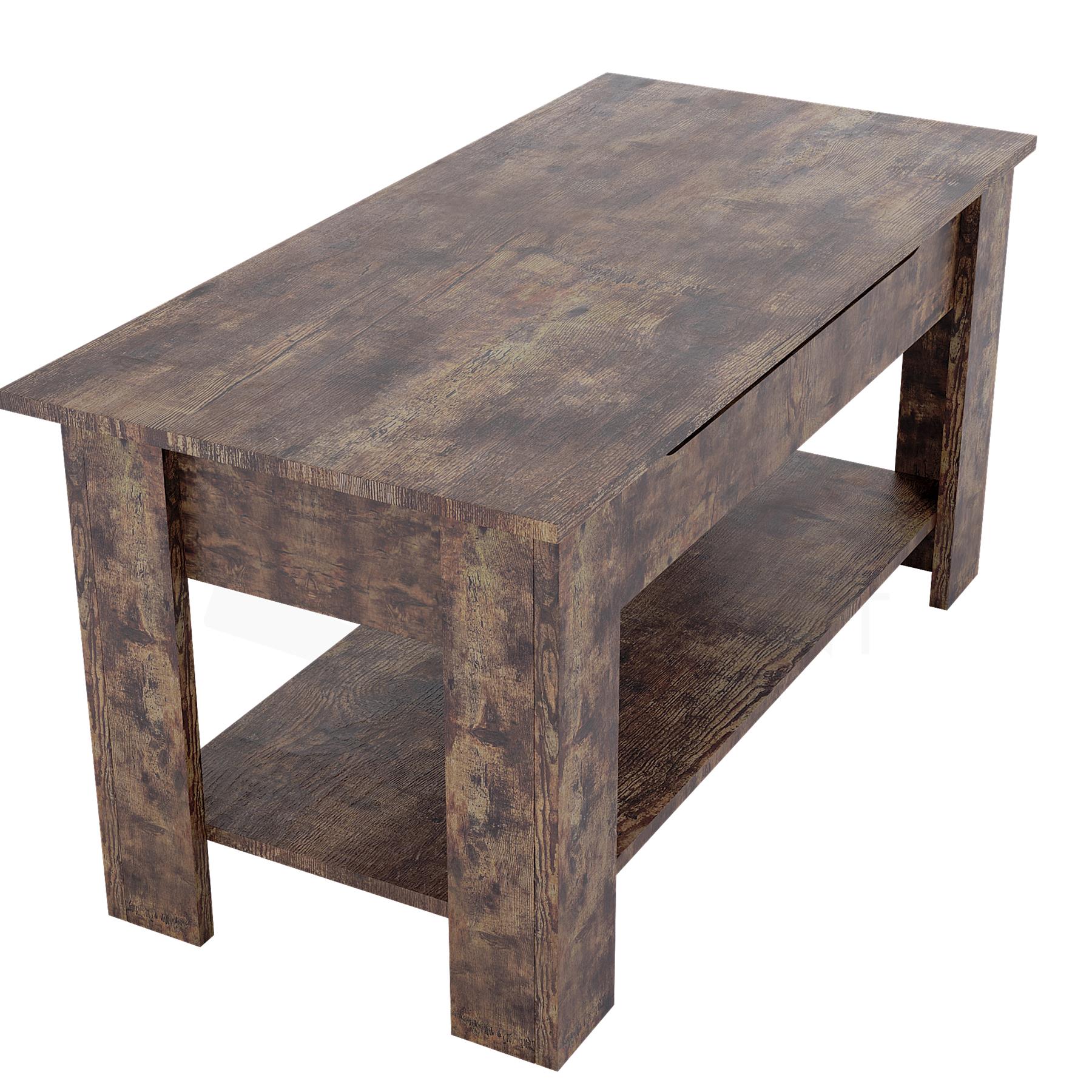 Wooden Coffee Table Lift Up Storage Top With Shelf Living Room Furniture