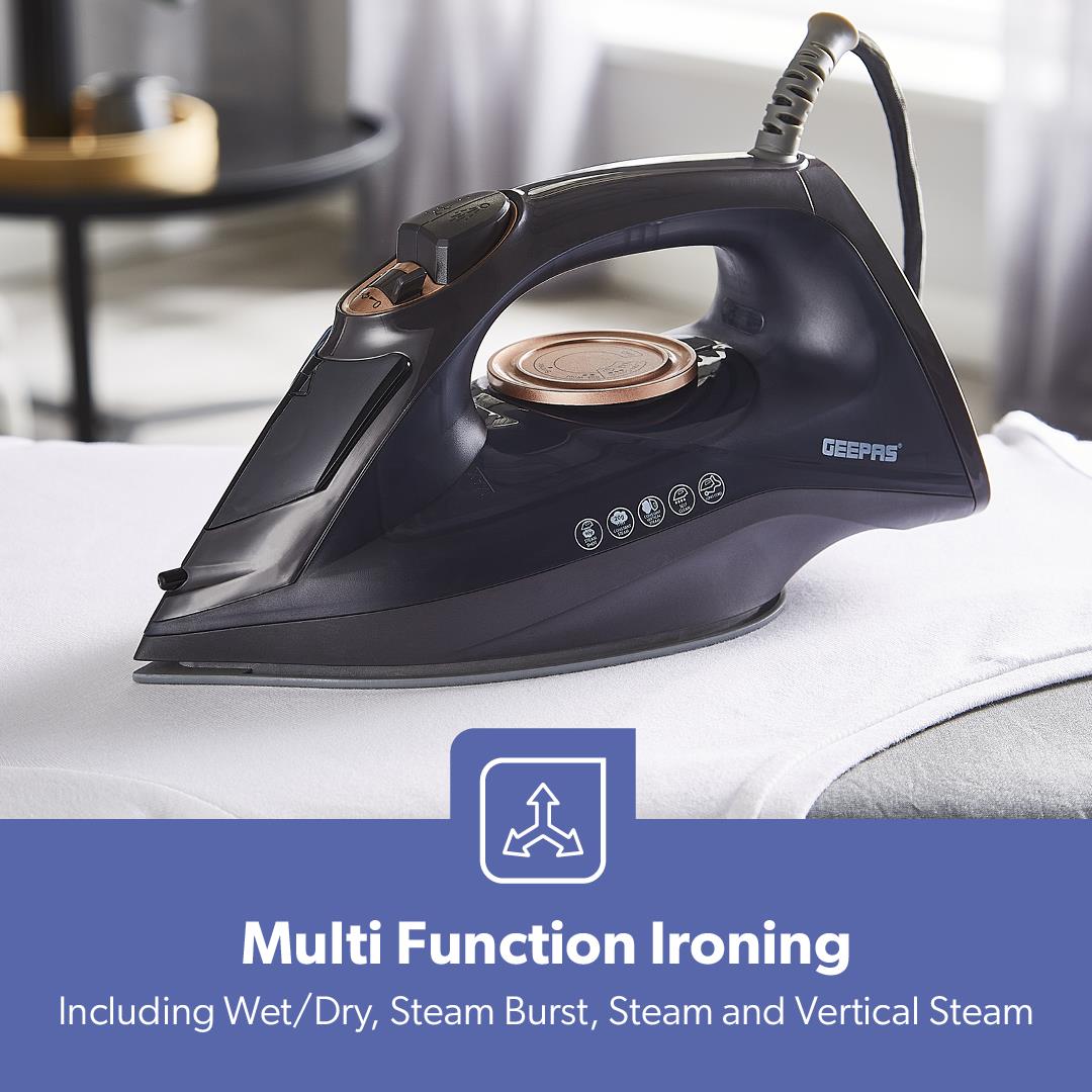 Steam Iron Dry & Wet Ceramic Non-Stick Gliding Soleplate Vertical Steam 2400W