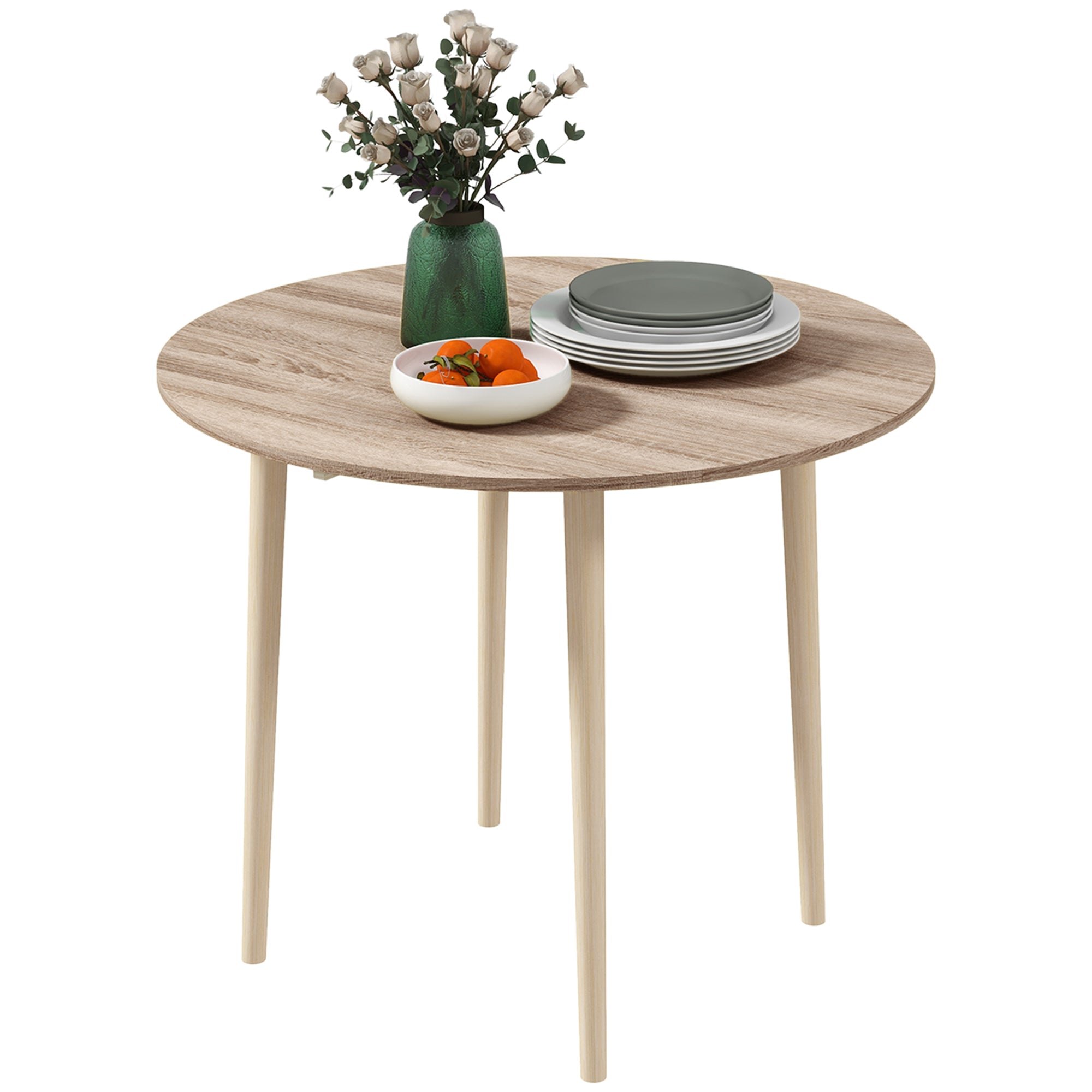 Folding Dining Table, Round Drop Leaf Table for Small Spaces