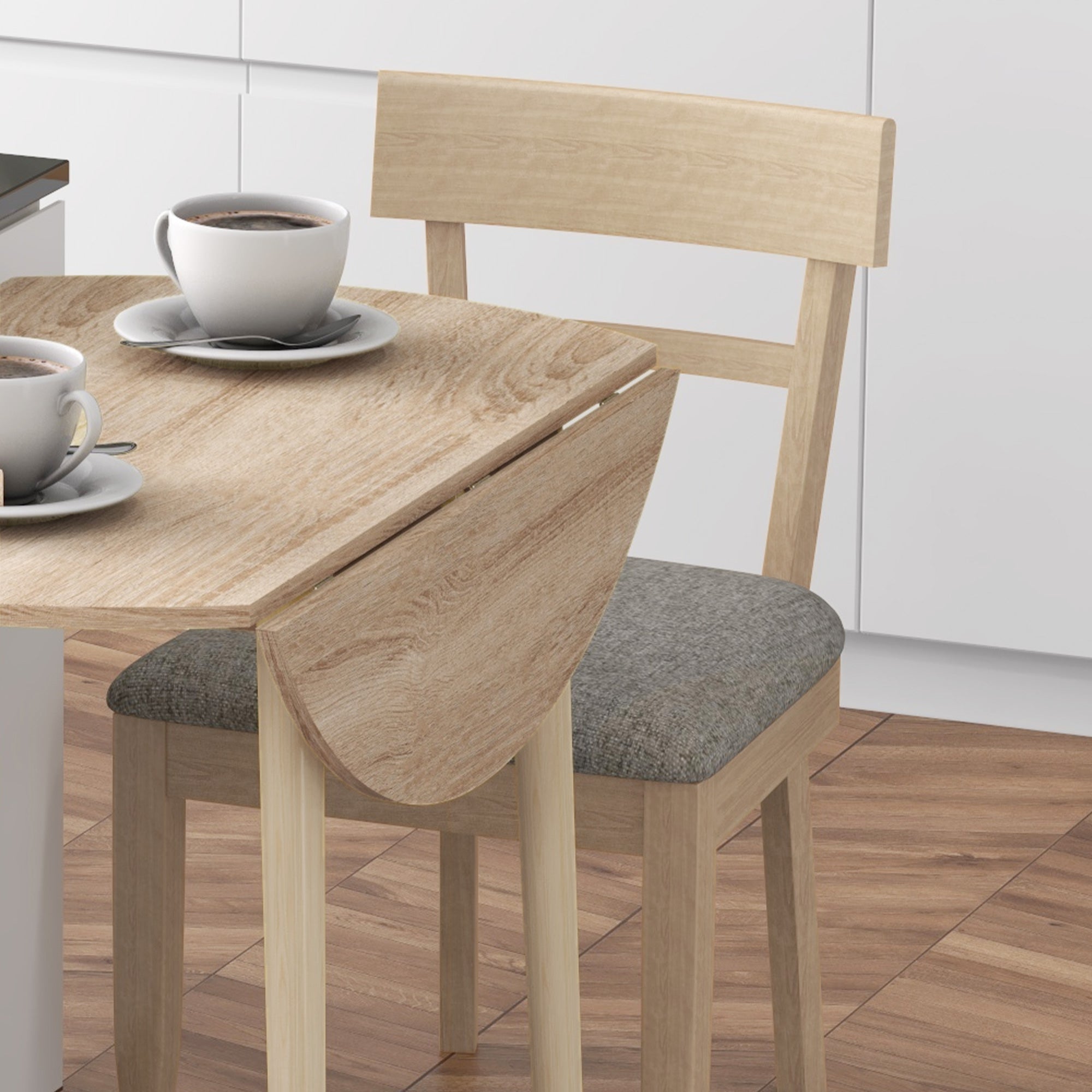 Folding Dining Table, Round Drop Leaf Table for Small Spaces