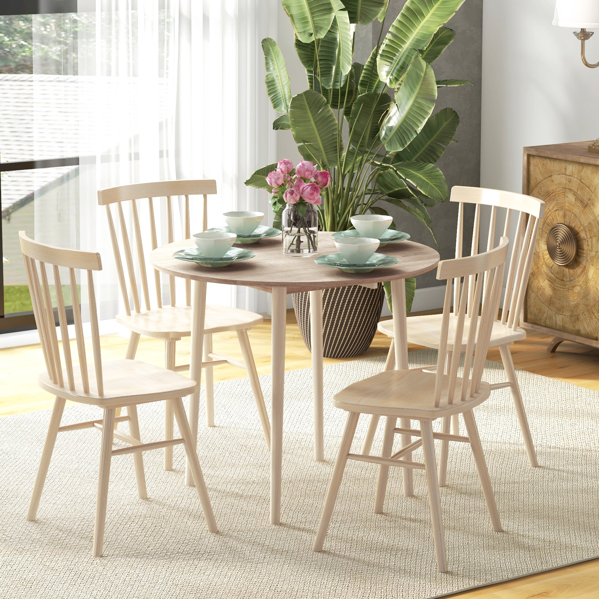 Folding Dining Table, Round Drop Leaf Table for Small Spaces