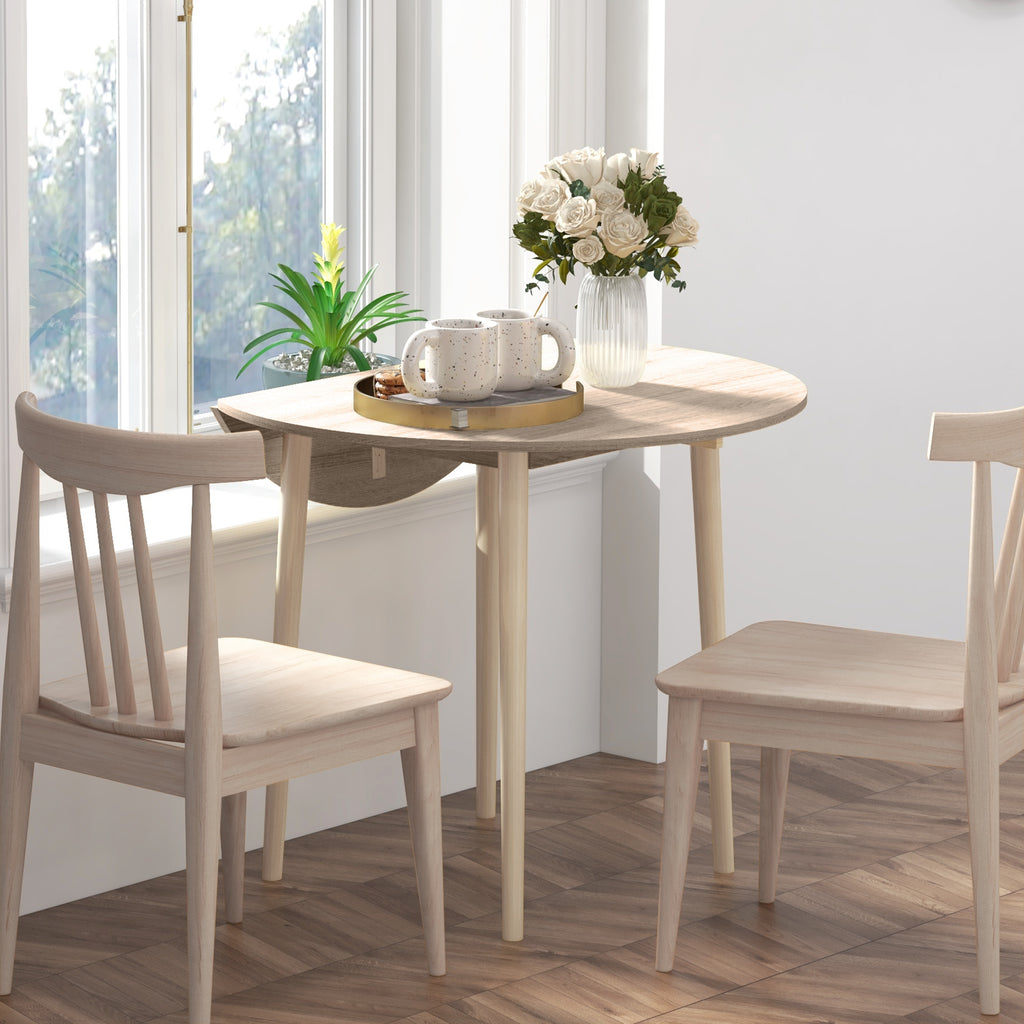 Folding Dining Table, Round Drop Leaf Table for Small Spaces